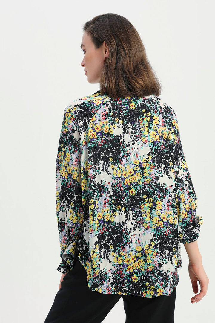 Patterned Shawl Collar Jacket Black