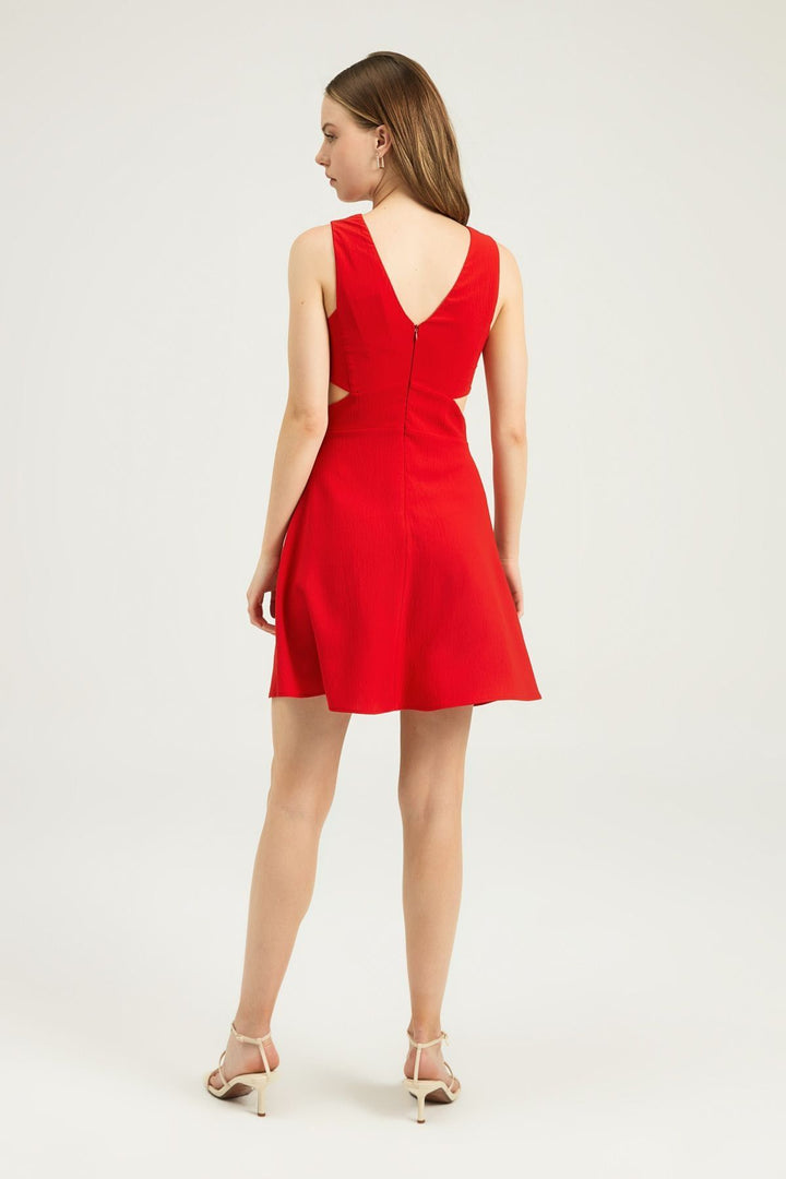 Cut Out Mini Dress Red