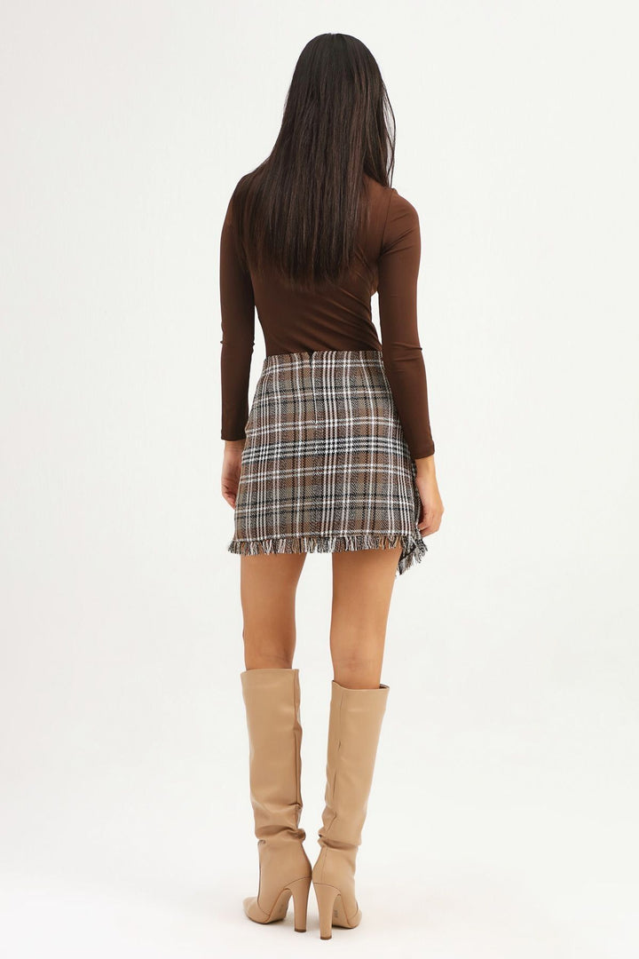 Tasseled Asymmetrical Skirt Brown