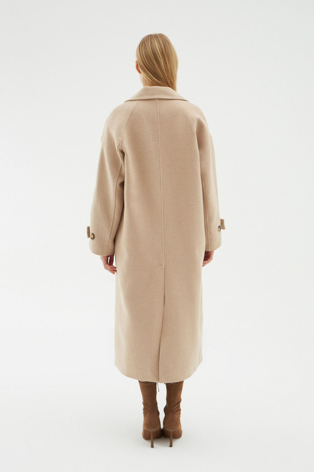 Pockets Long Oversize Coat Beige