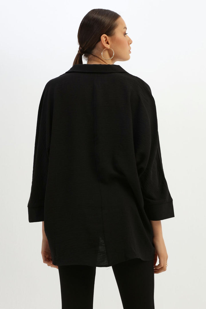 Single Pocket Oversize Shirt Black