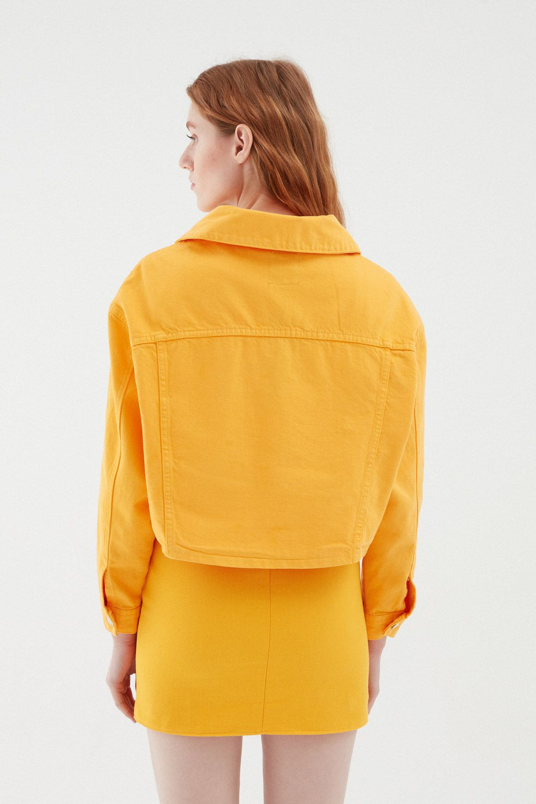 Crop Denim Jacket Orange