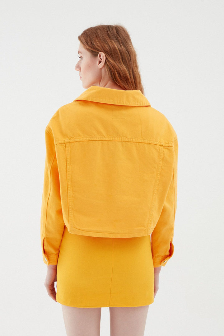 Crop Denim Jacket Orange