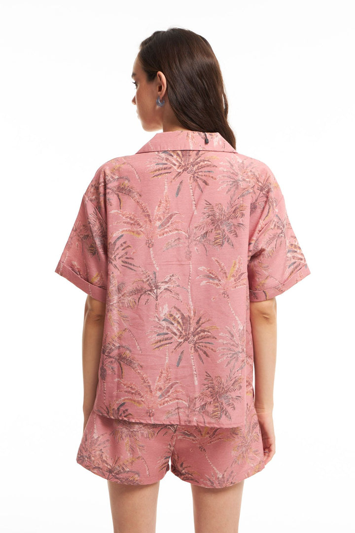 Patterned Short Sleeve Shirt Pink