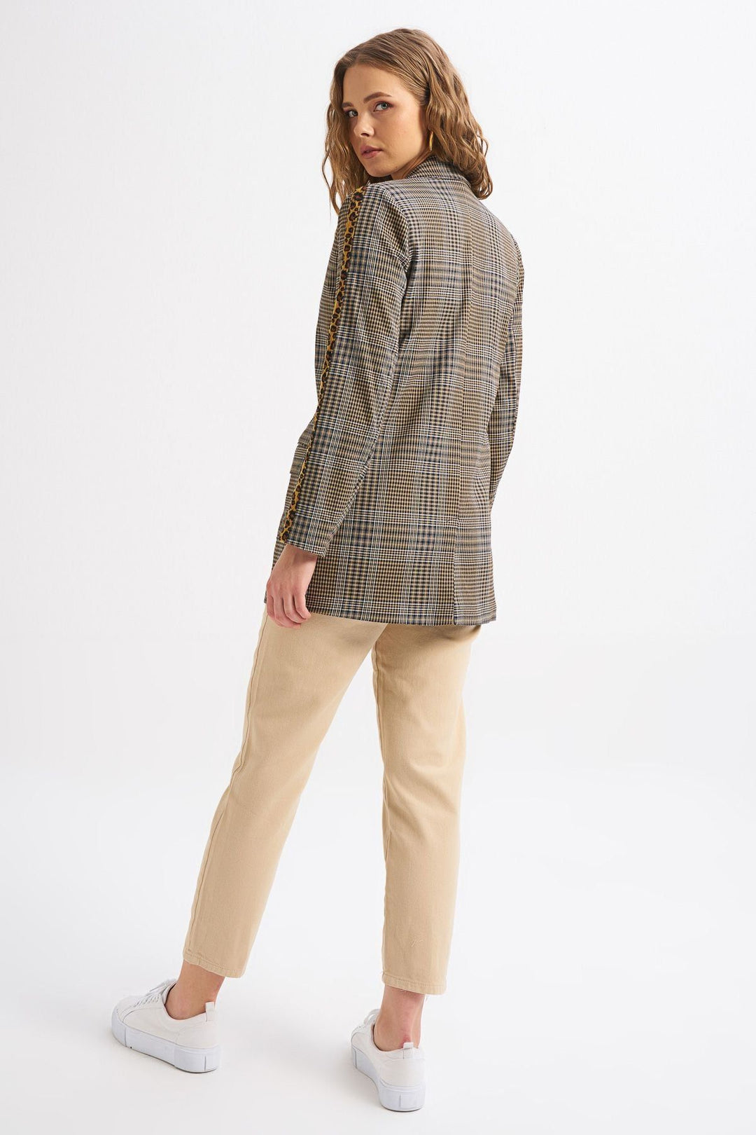 Stripe Detailed Striped Blazer Jacket Black