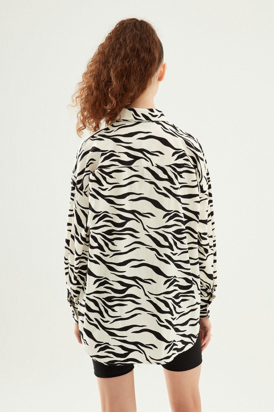 Zebra Oversize Gömlek Siyah