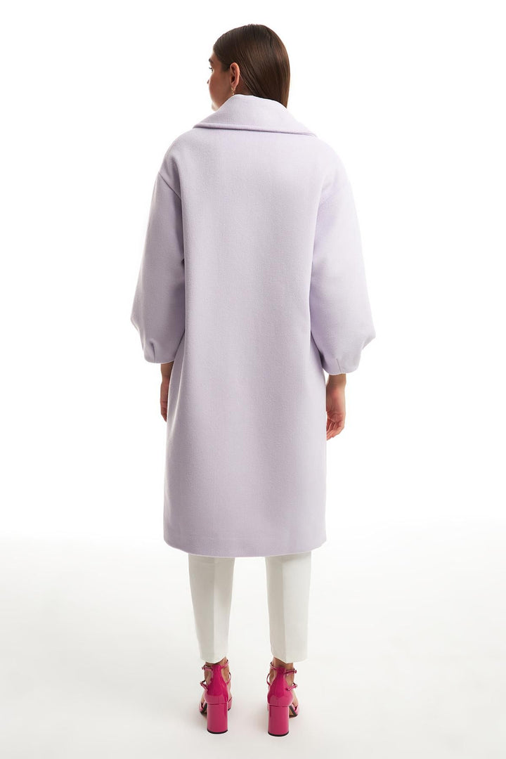 Kruvaze Yaka Oversize Kaban Lila