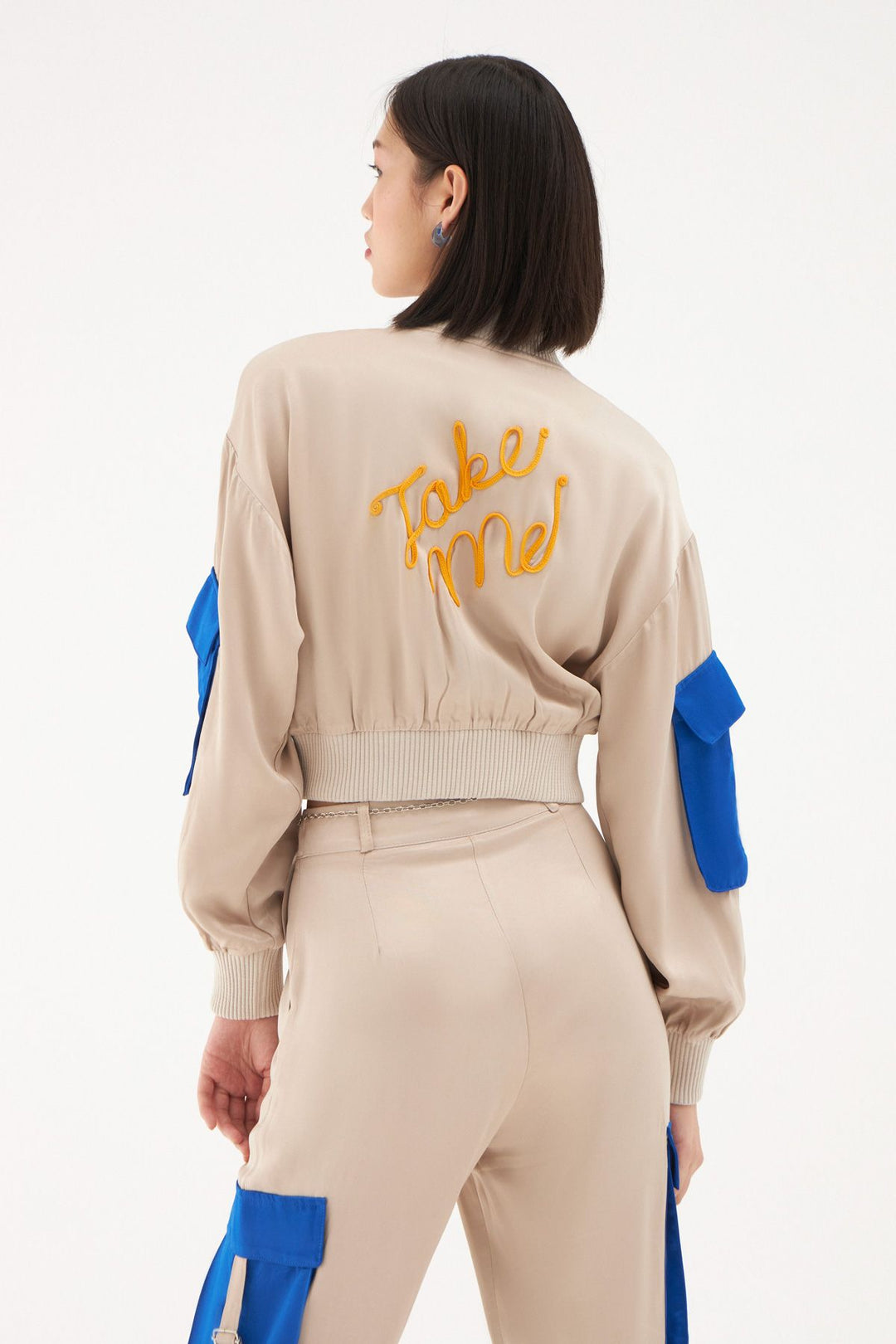 Pocket Detailed Bomber Jacket Stone