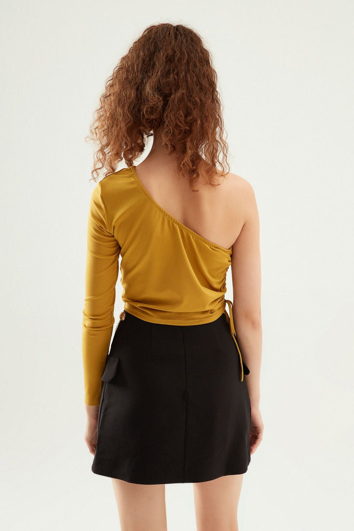 Büzgülü Tek Kol Bluz Olive