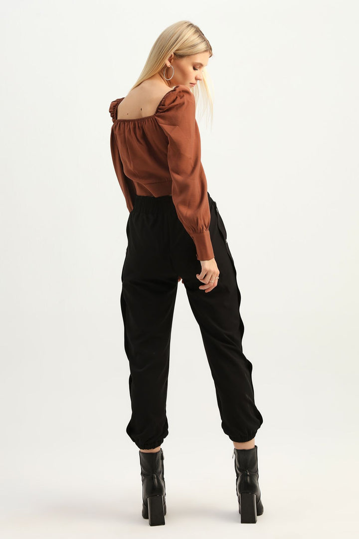 Yanı Çıtçıtlı Jogger Pantolon Siyah