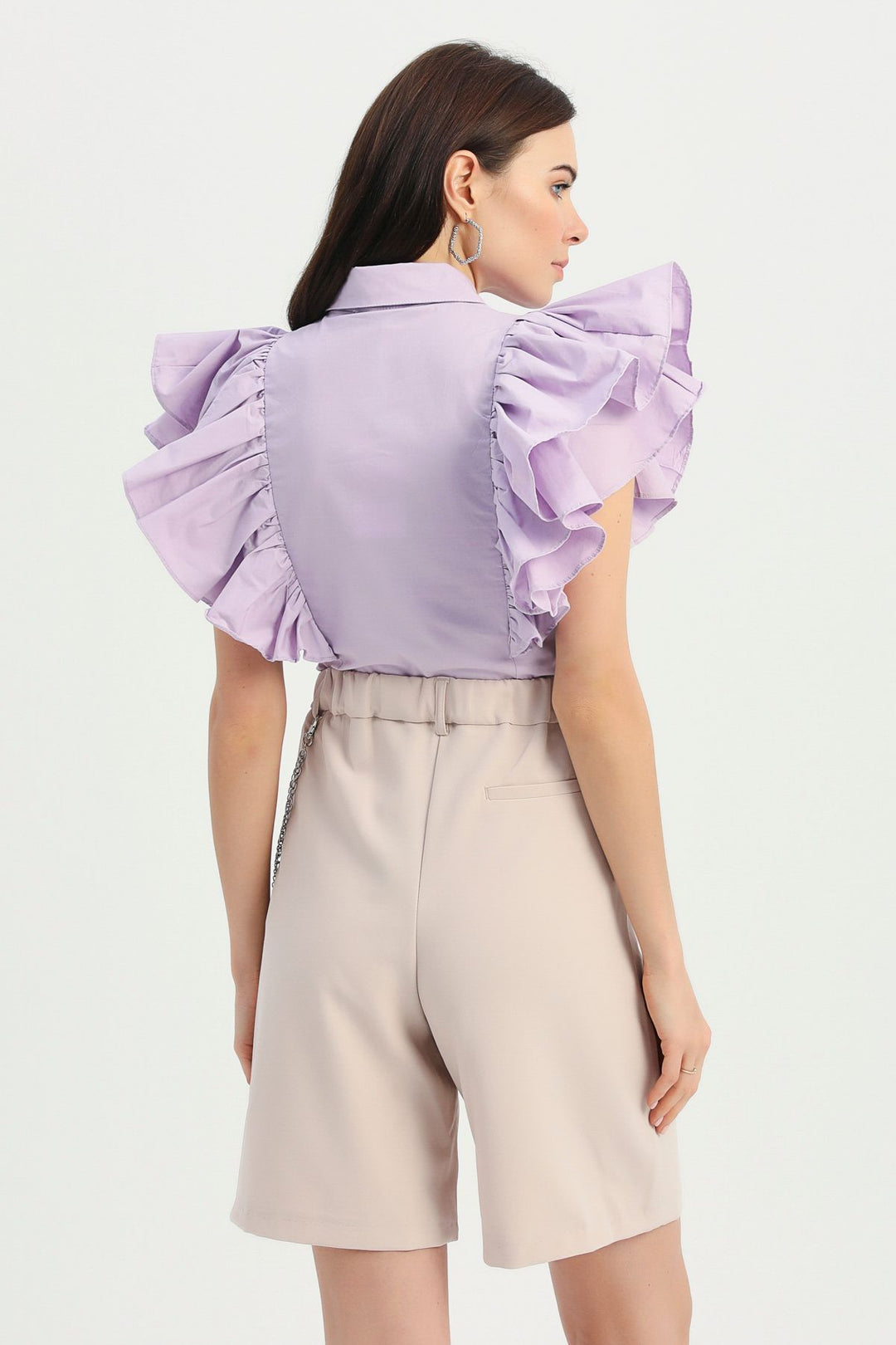 Shirt with Frilled Sleeves Lilac