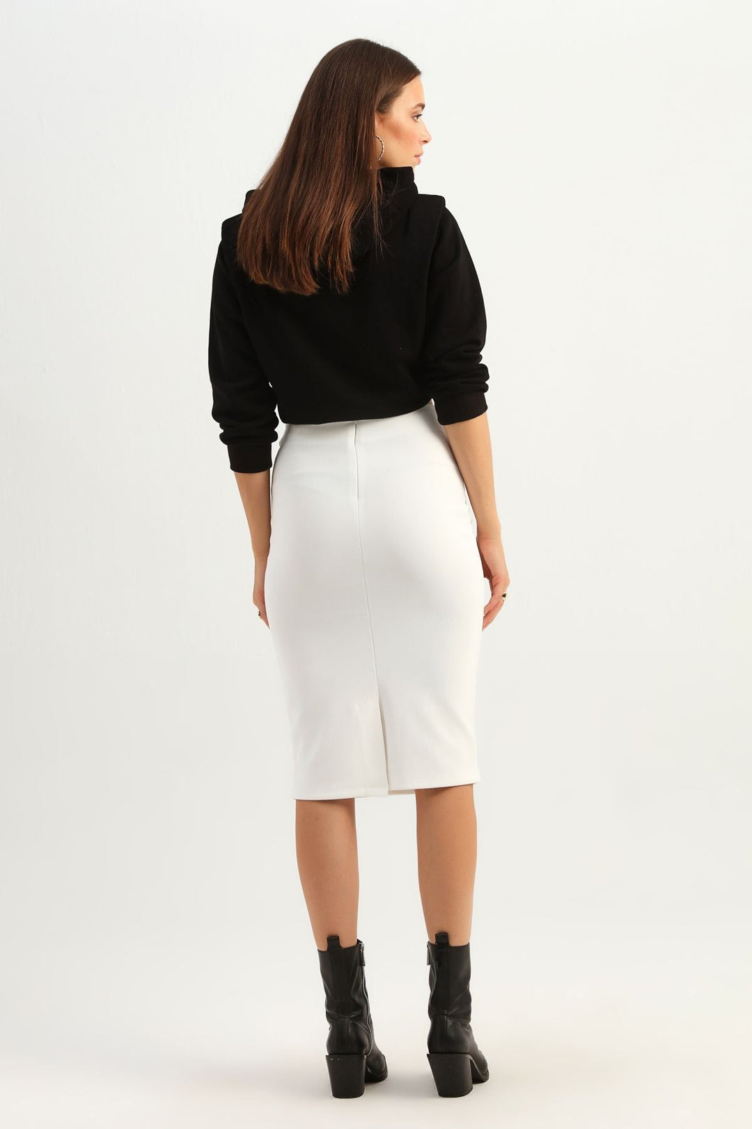 Midi Pencil Skirt Ecru