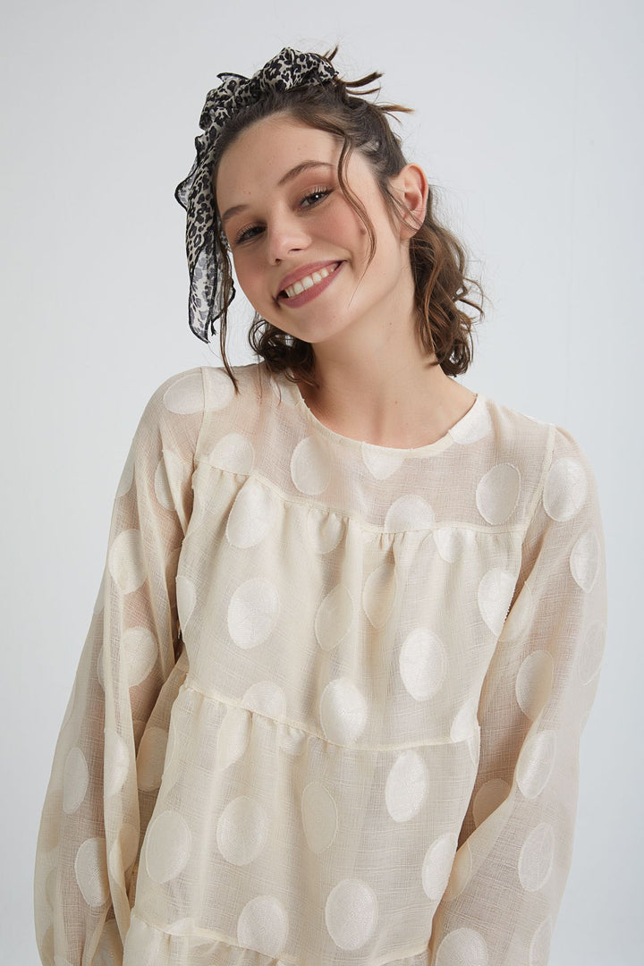 Big Polka Dot Tulle Dress Bone