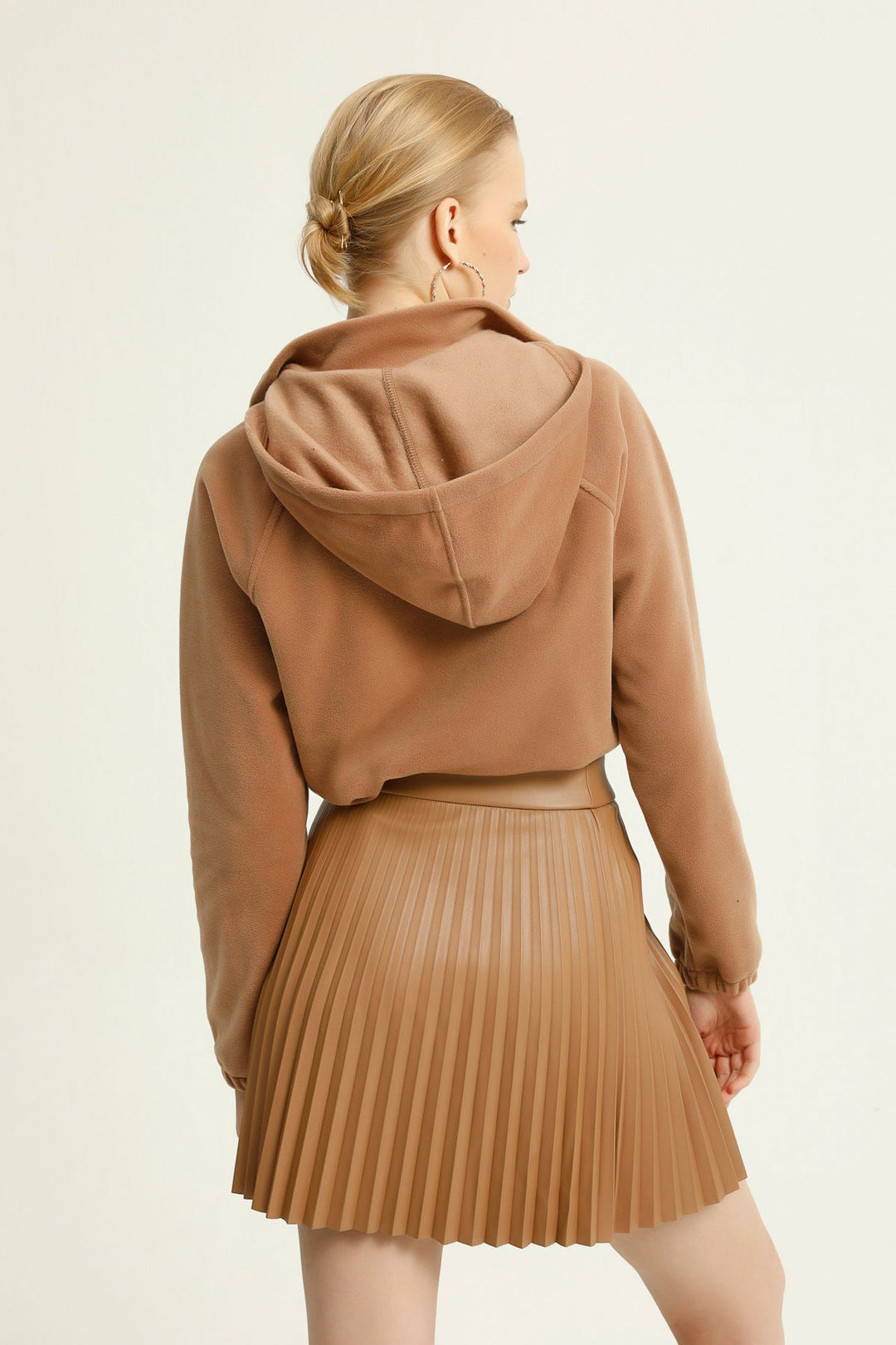 Hooded Fleece Sweatshirt Camel