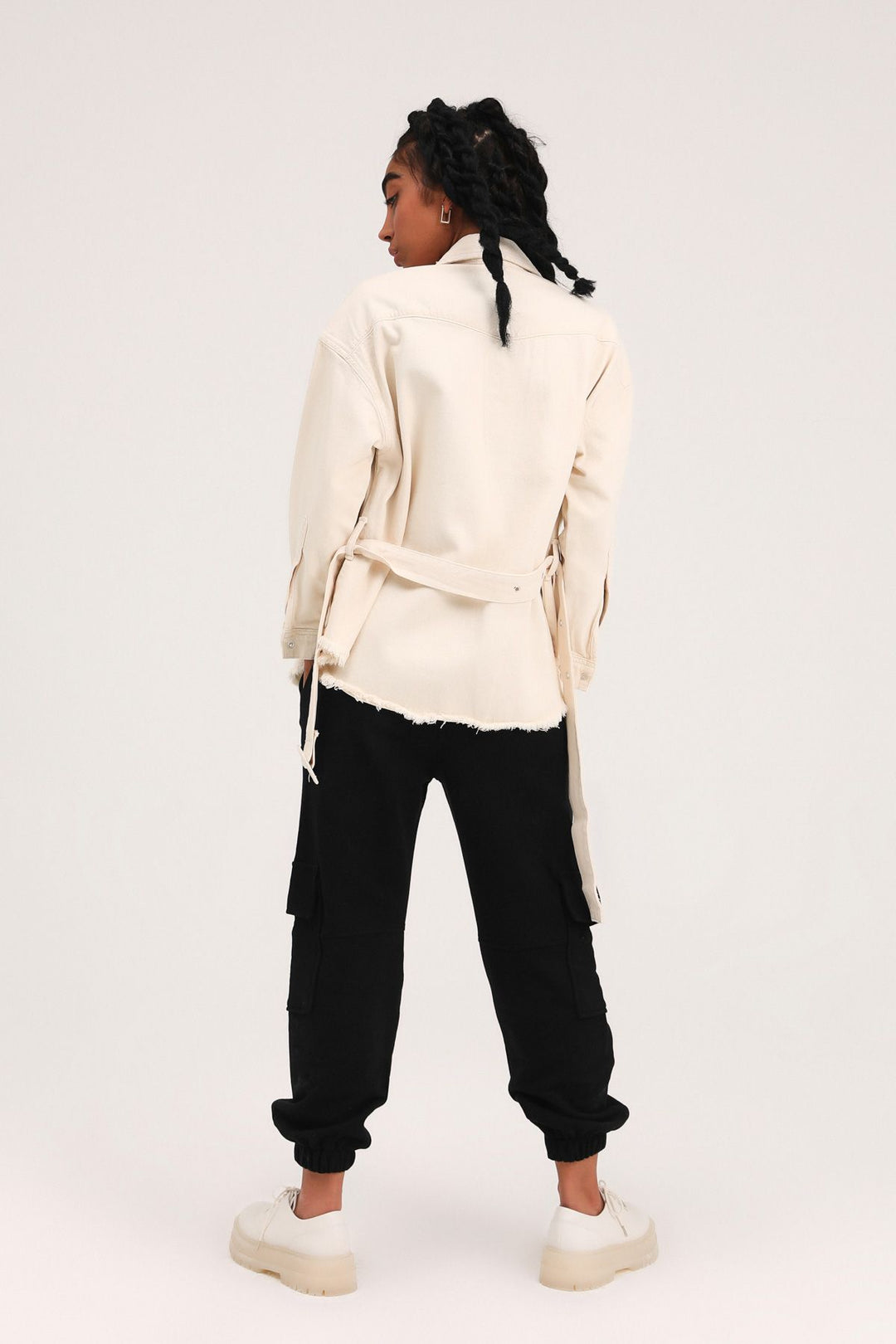 Belted Gabardine Jacket Bone