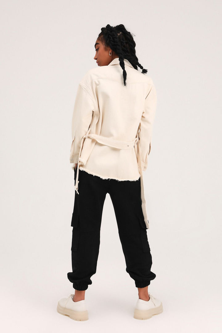 Belted Gabardine Jacket Bone