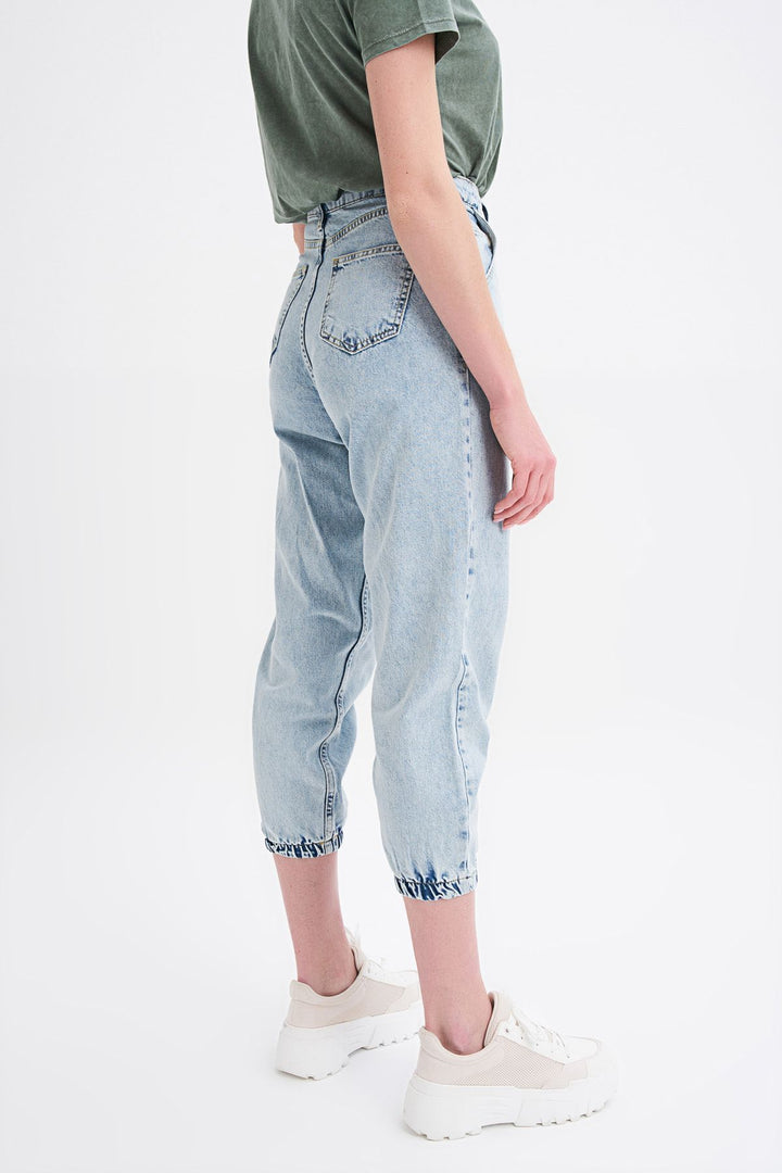 Elastic Leg Slouchy Trousers Ice Blue