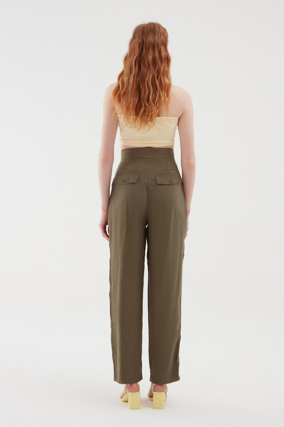 Pocket Detailed Wide Leg Trousers Khaki