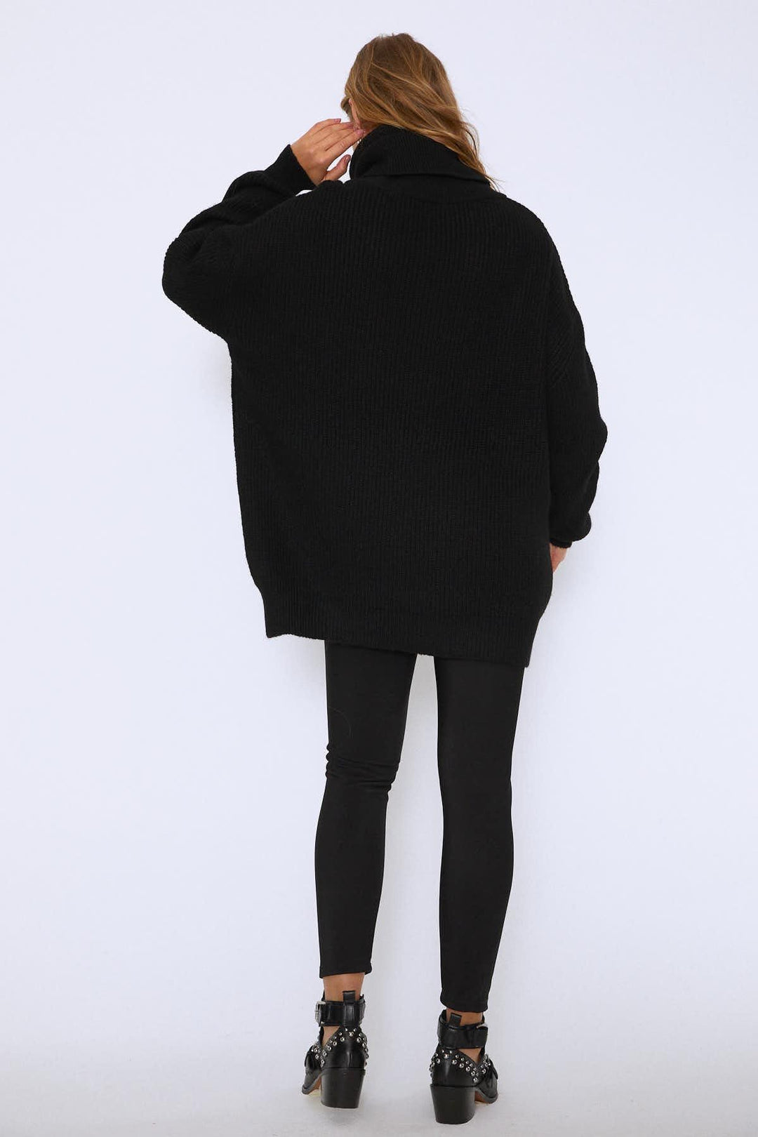 Turtleneck Long Sweater Black