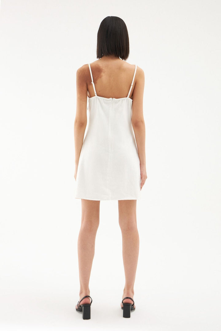 Strap Stone Accessory Dress Ecru