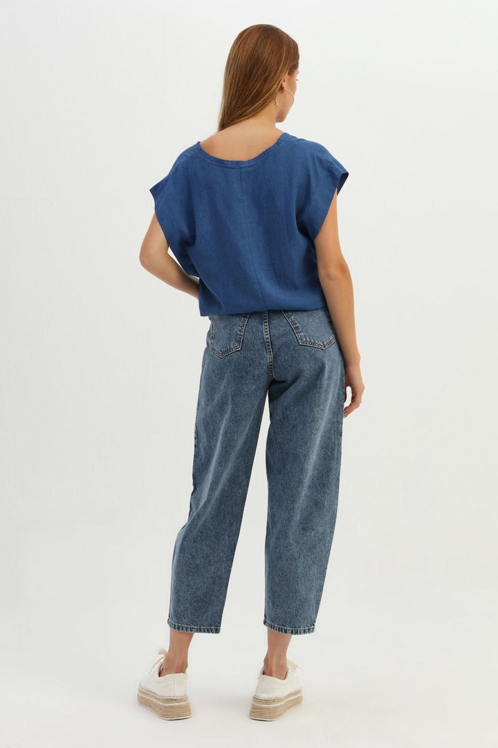 High Waist Slouchy Trousers Light Blue