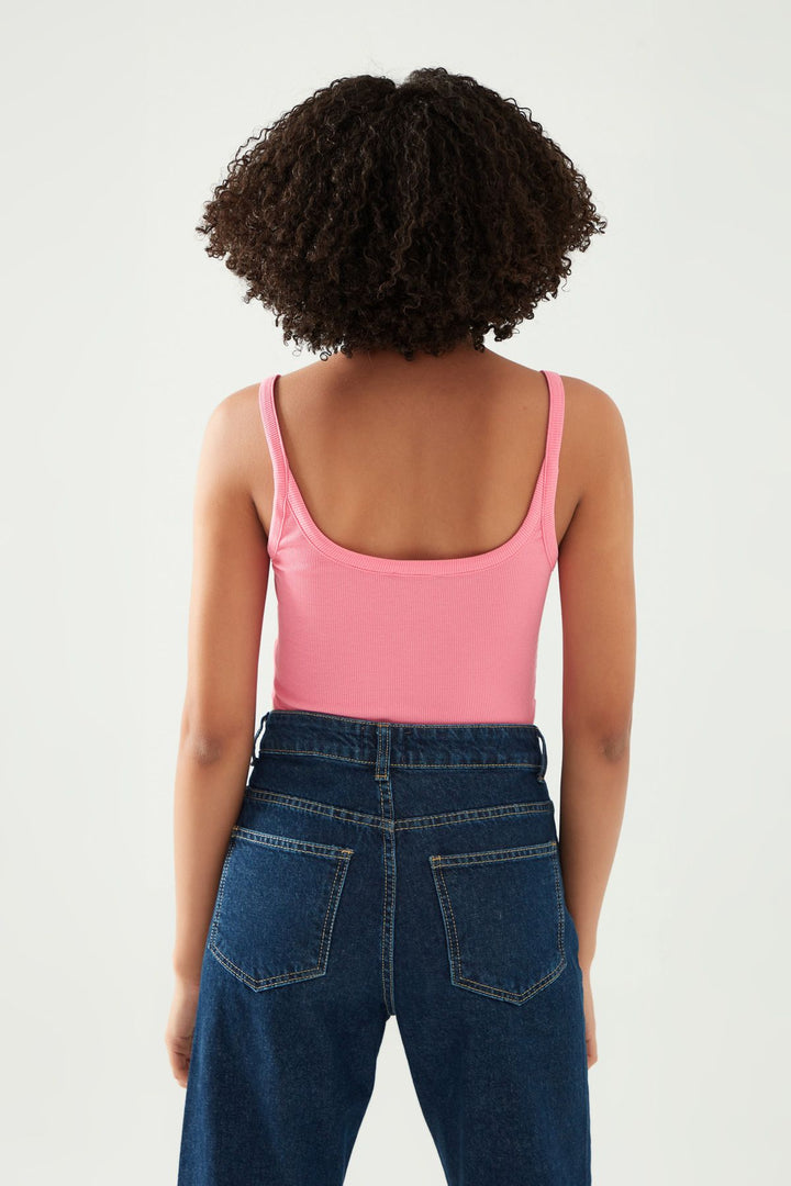 Strap Decollete Bodysuit Candy Pink