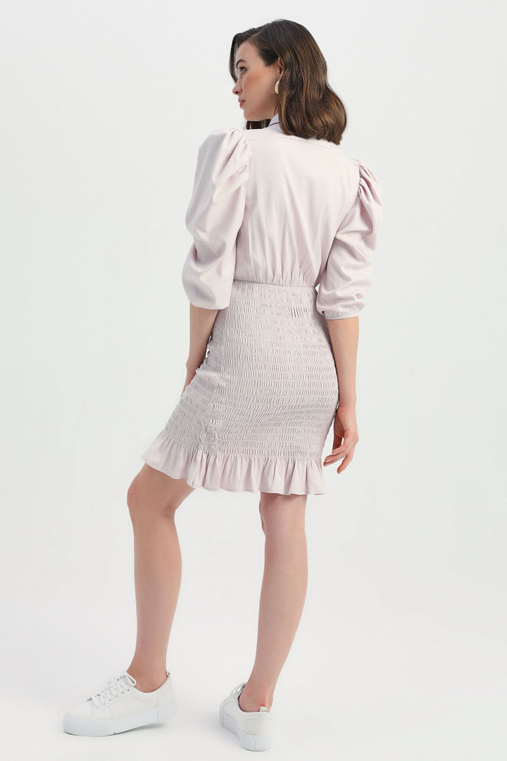 Balloon Sleeve Gipe Dress Lilac