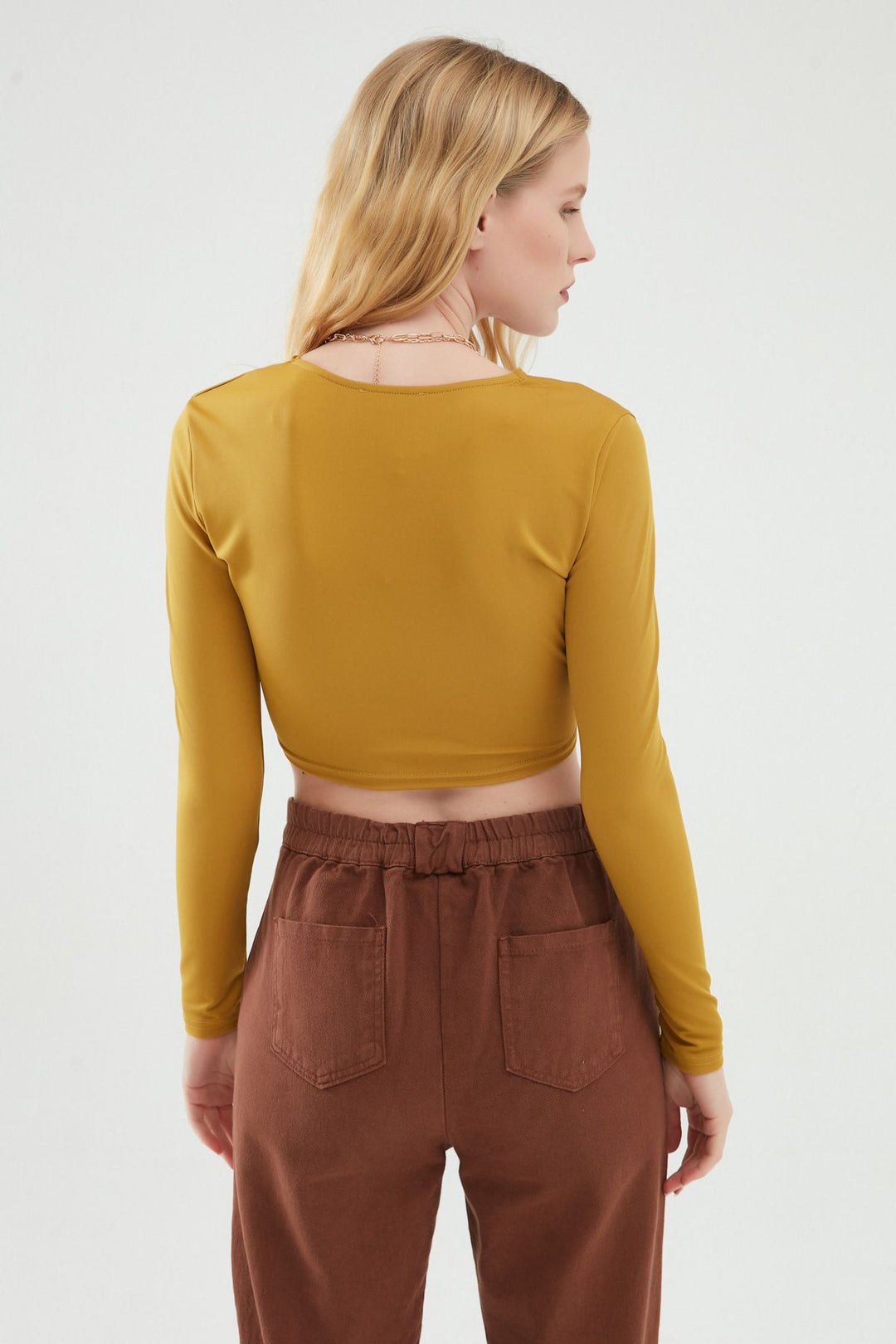 Double Breasted Crop Blouse Olive