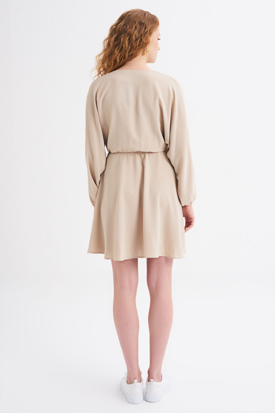 V Neck Midi Dress Stone