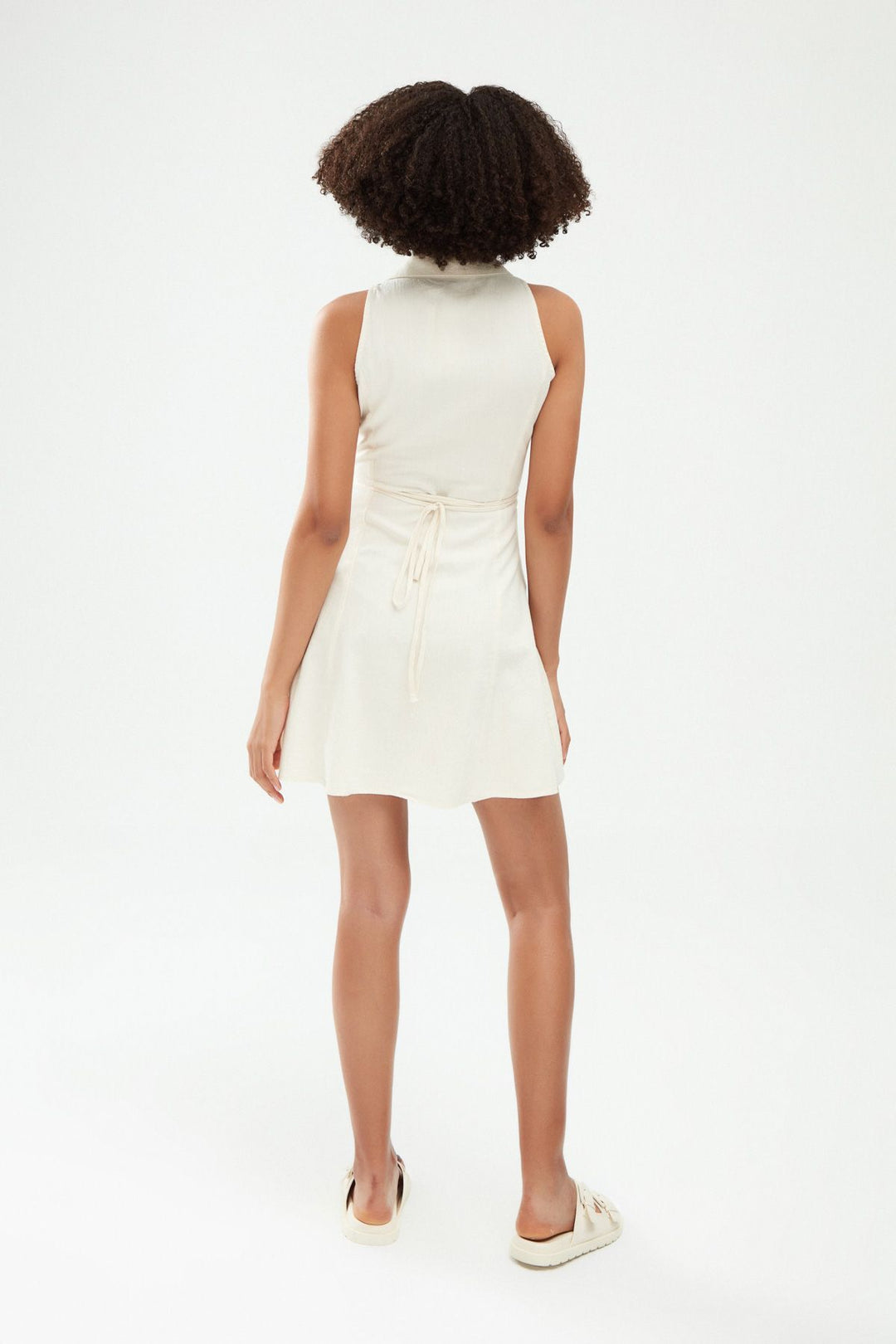 Cut Out Bağlamalı Elbise Naturel