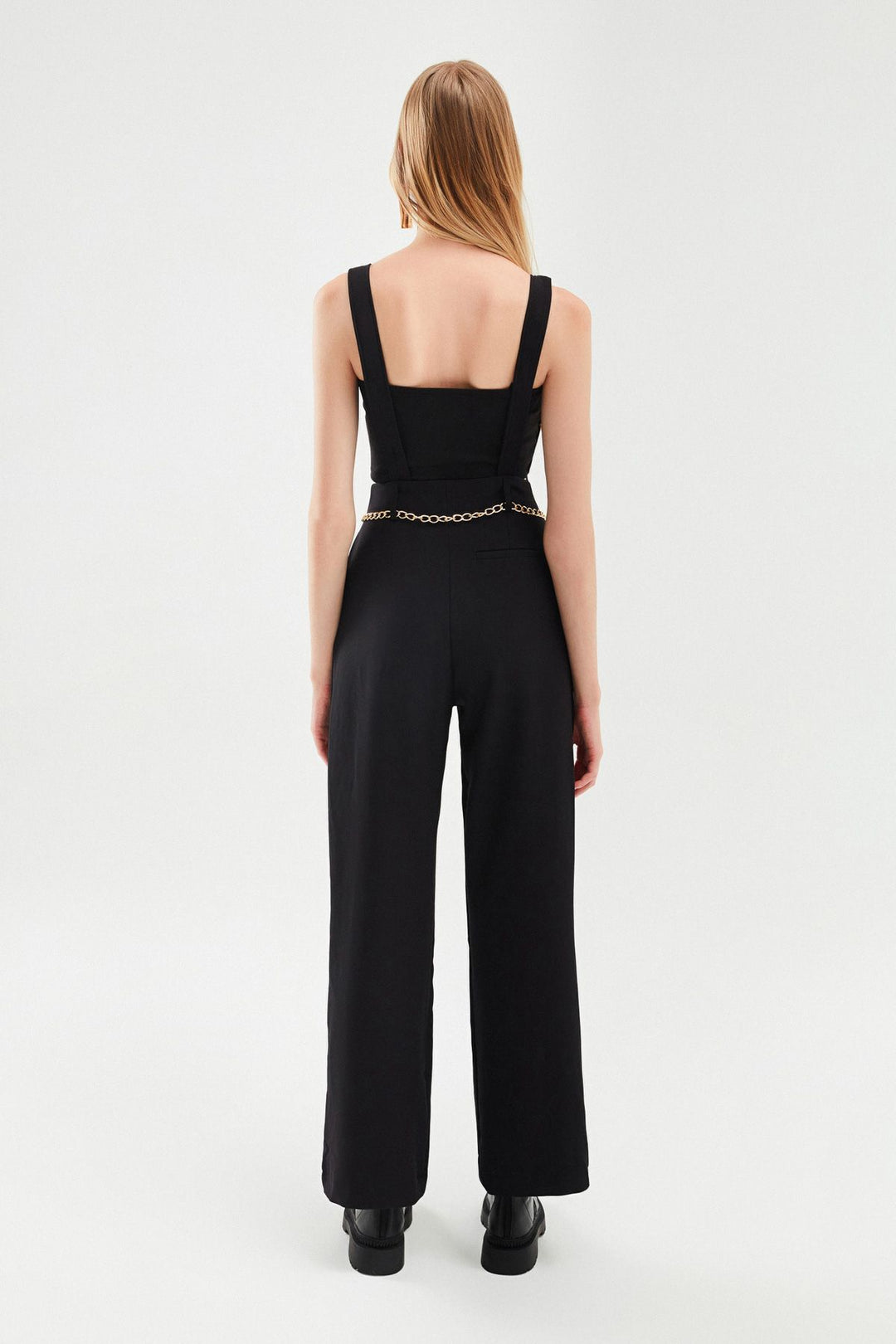 Chain Detailed Salopet Trousers Black