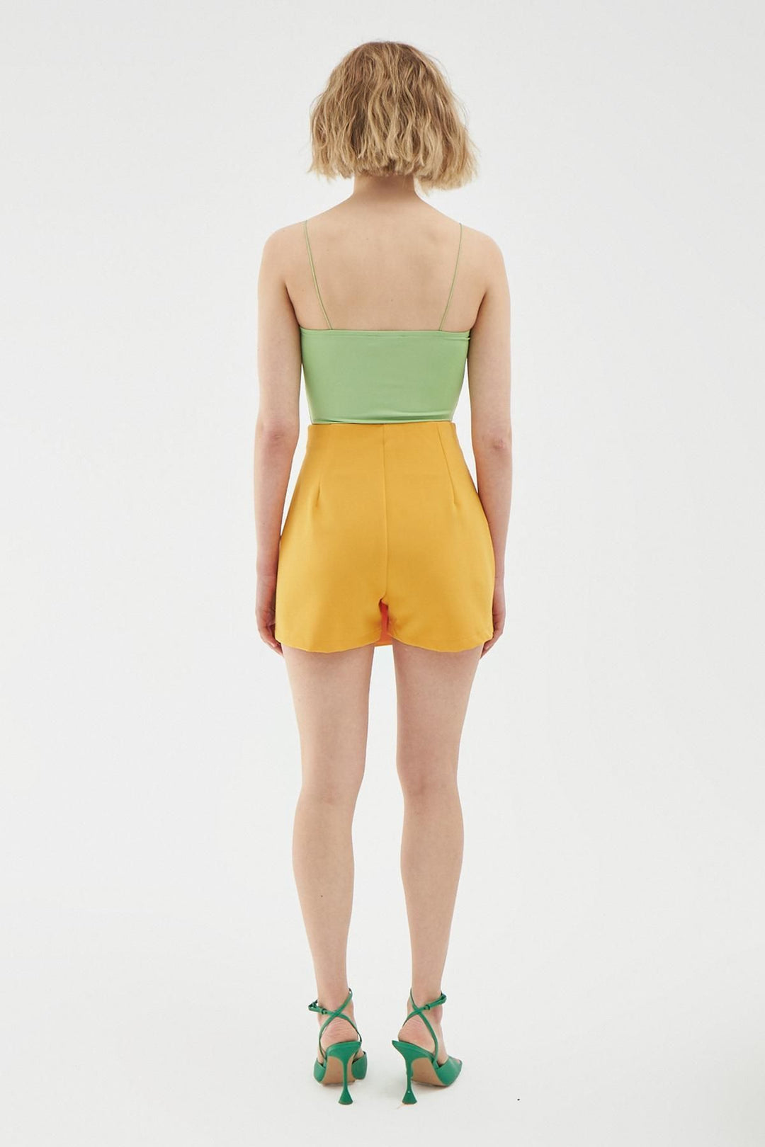 Ruffle Detailed Mini Short Skirt Orange