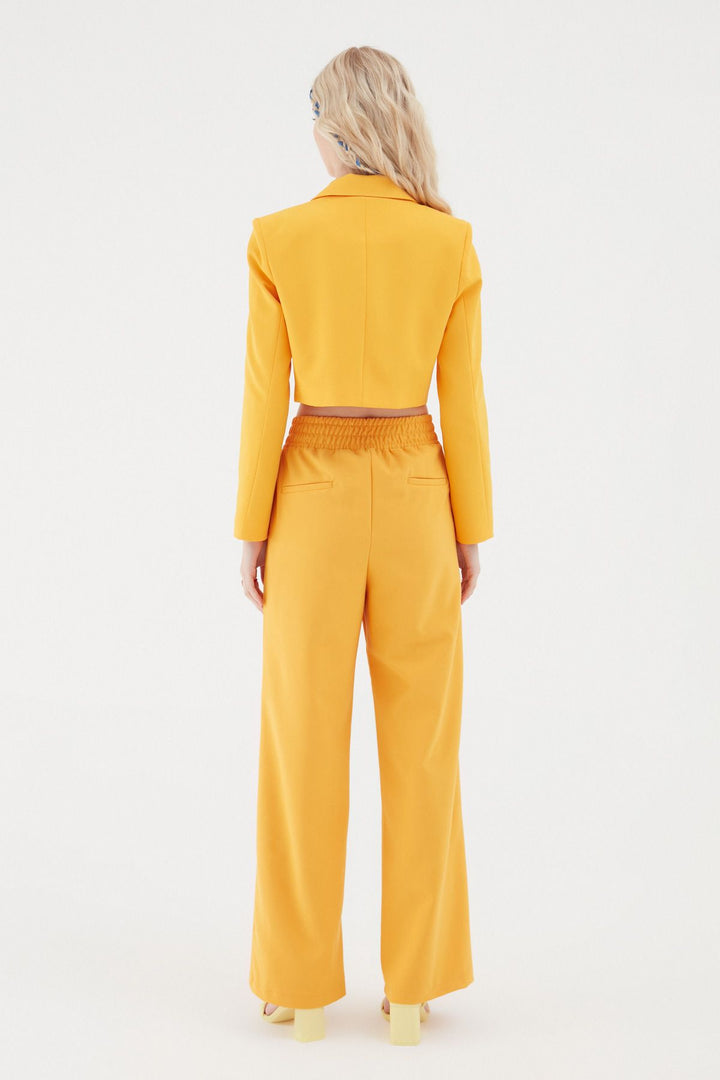 Elastic Waist Wide Leg Trousers Light Orange