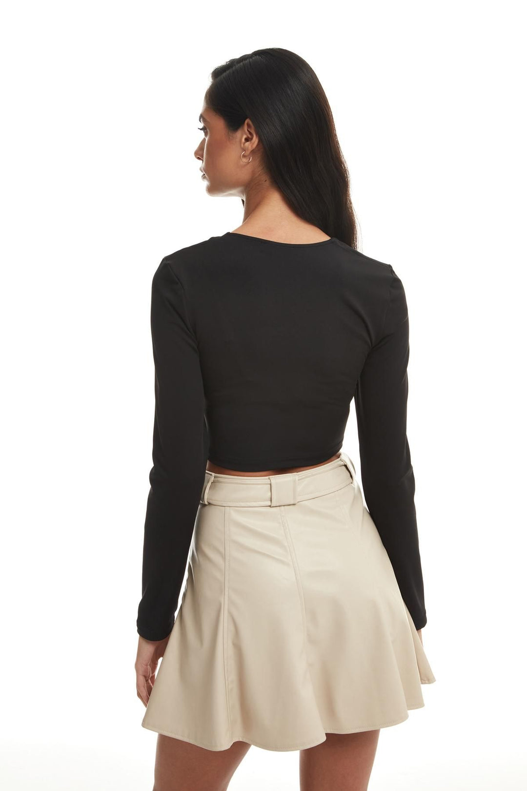 Cut Out Crop Blouse Black