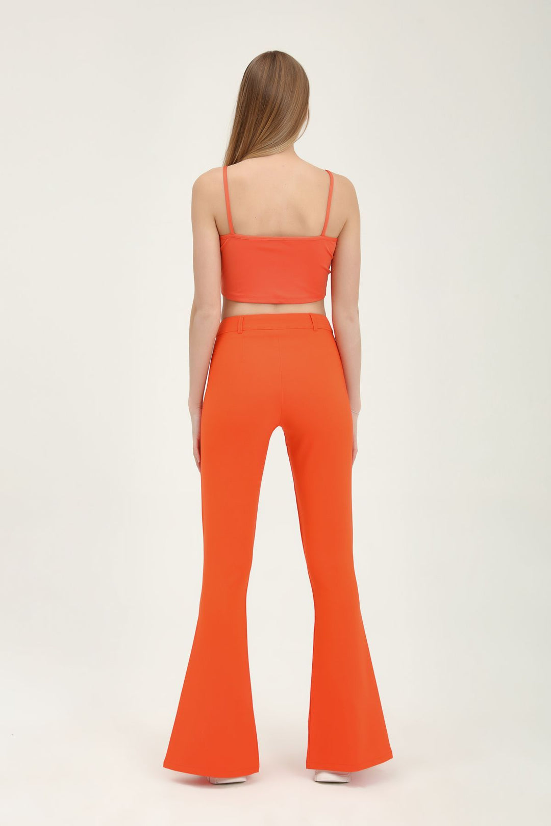 İspanyol Paça Yüksek Bel Pantolon Turuncu