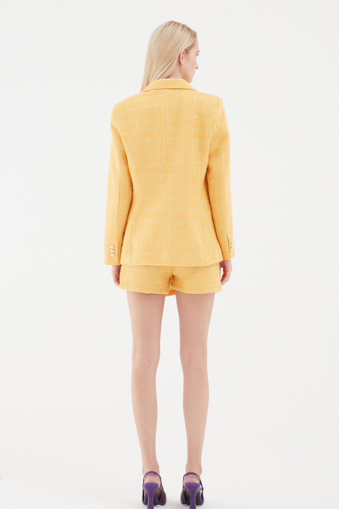 Kruvaze Tüvit Blazer Ceket Açık Oranj