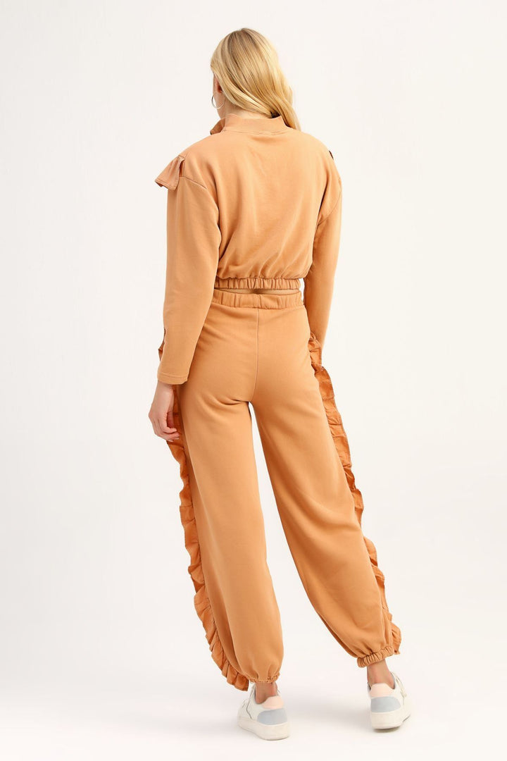 Frilly Jogger Tracksuit Camel