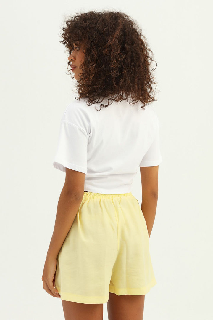 Tie Detailed Shorts Yellow