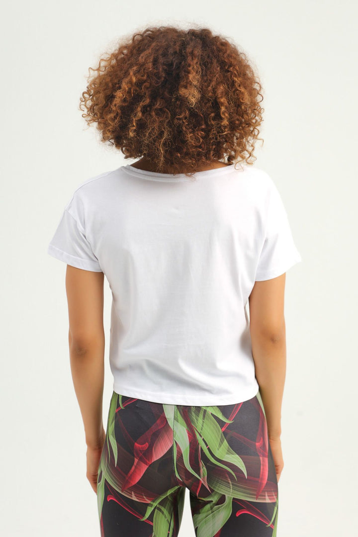 Tie Front V-Neck Sports T-Shirt White