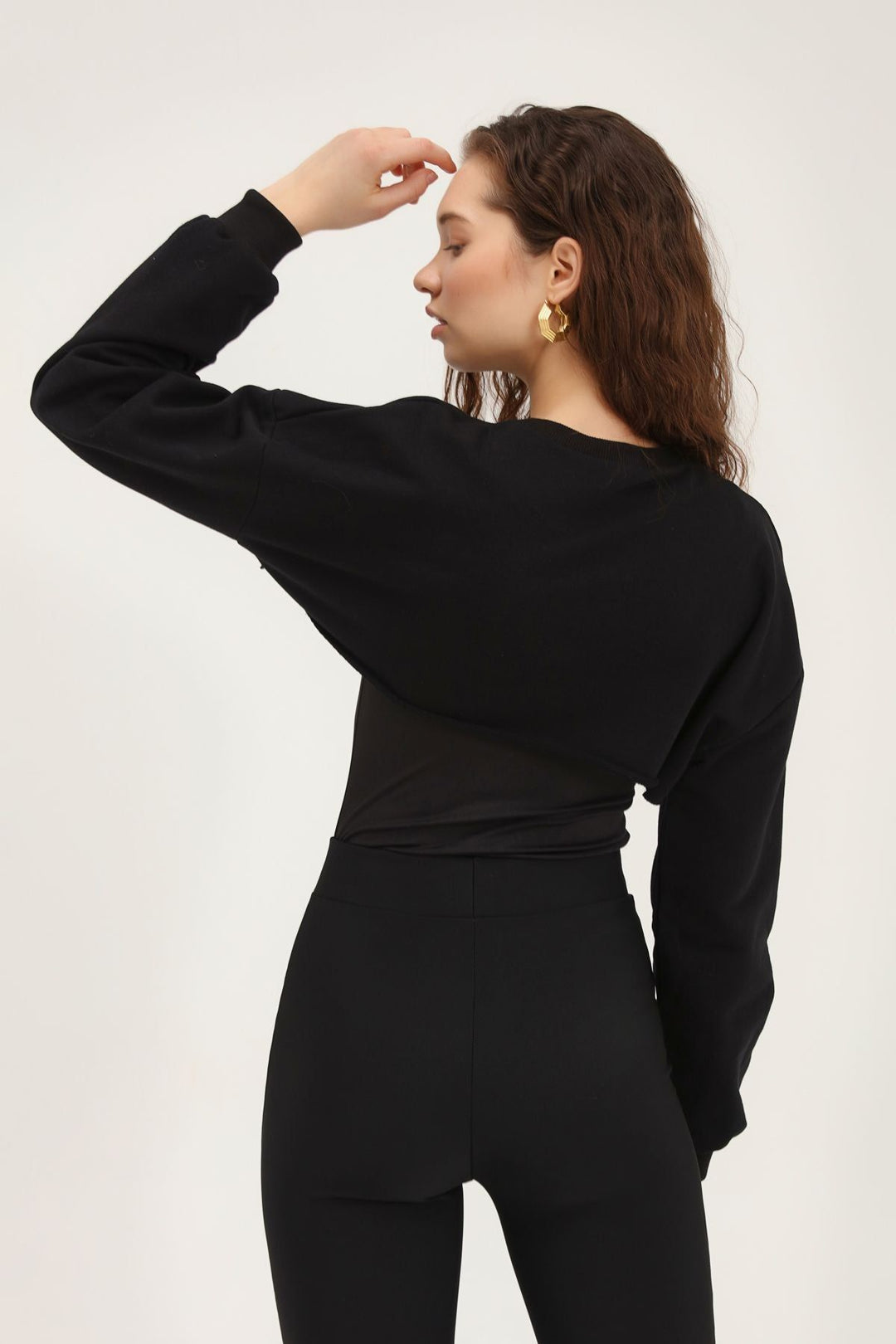 Bolero Sweatshirt Bodysuit Siyah