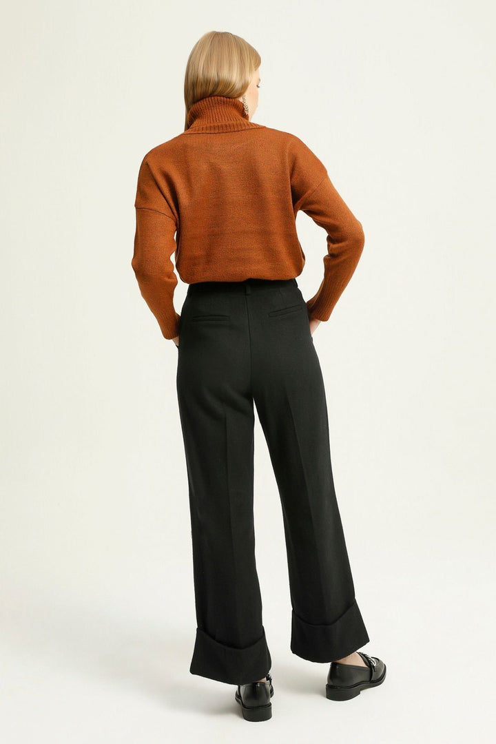 Duble Paça Kaşe Pantolon Siyah