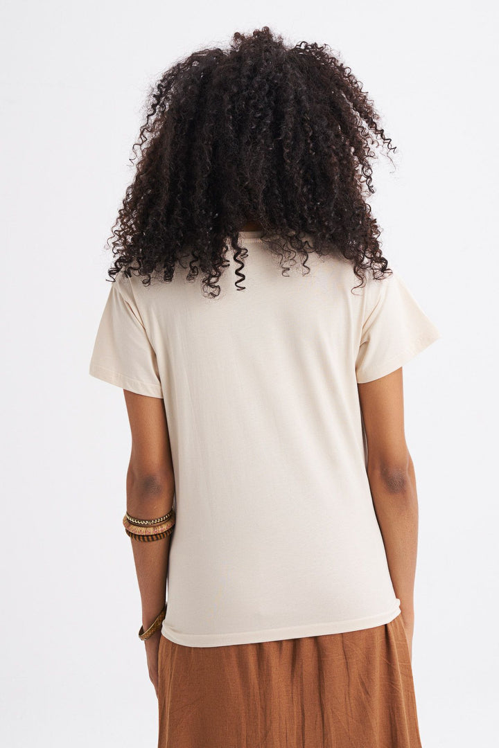 Baskılı Tişört Açık Bej