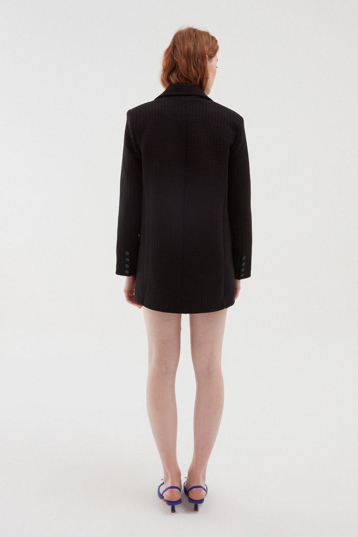 Dokulu Blazer Ceket Siyah