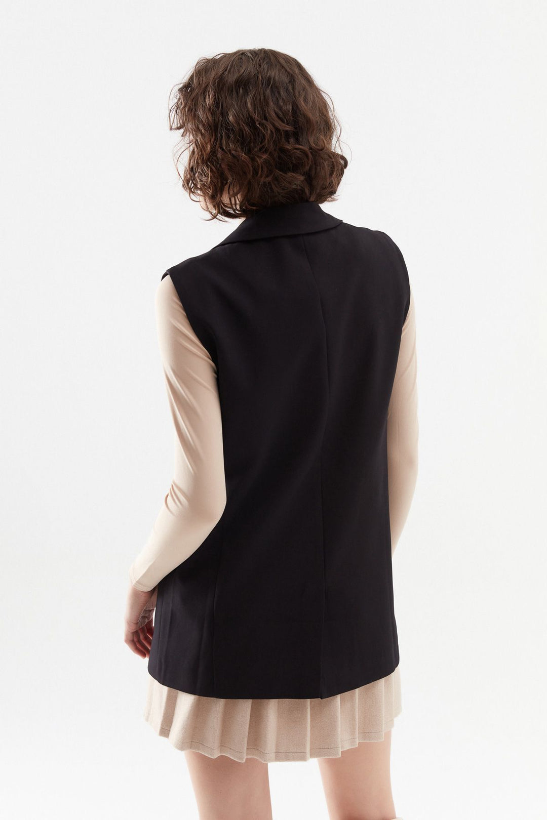 Kruvaze Yelek Ceket Siyah