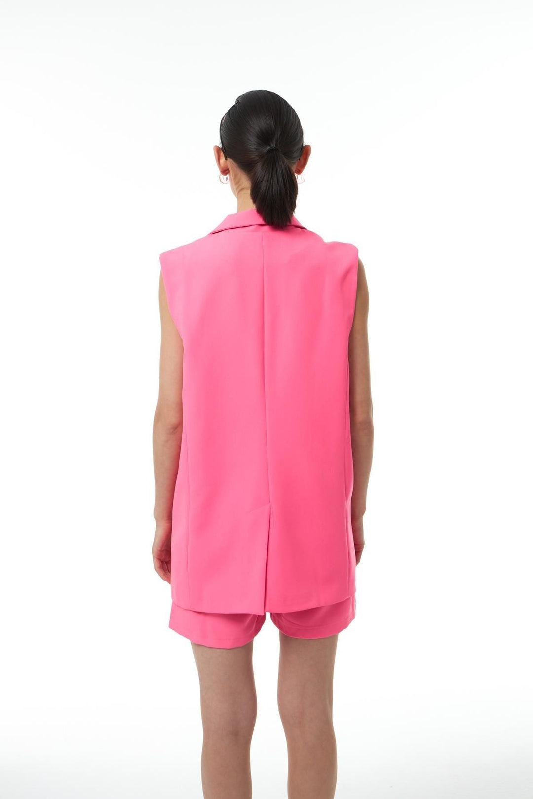 Kruvaze Yelek Ceket Neon Pembe