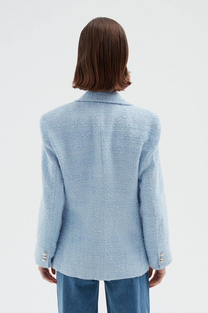 Kruvaze Tüvit Blazer Ceket Bebe Mavi