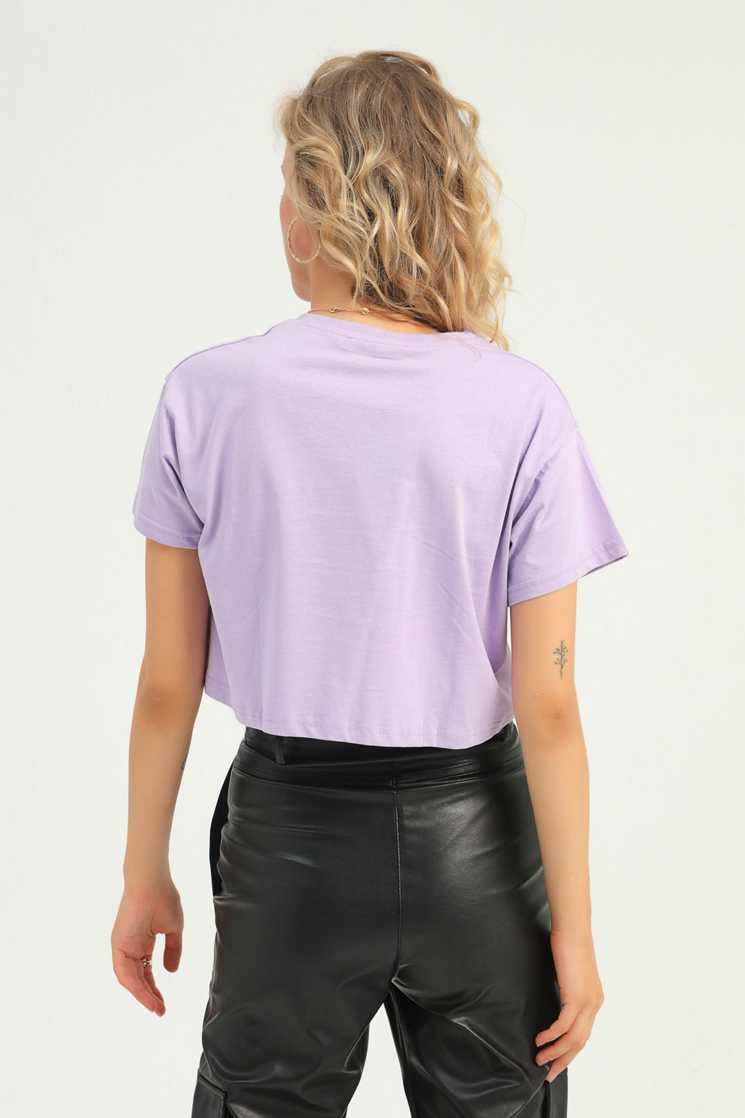 Basic Crop Tişört Lila