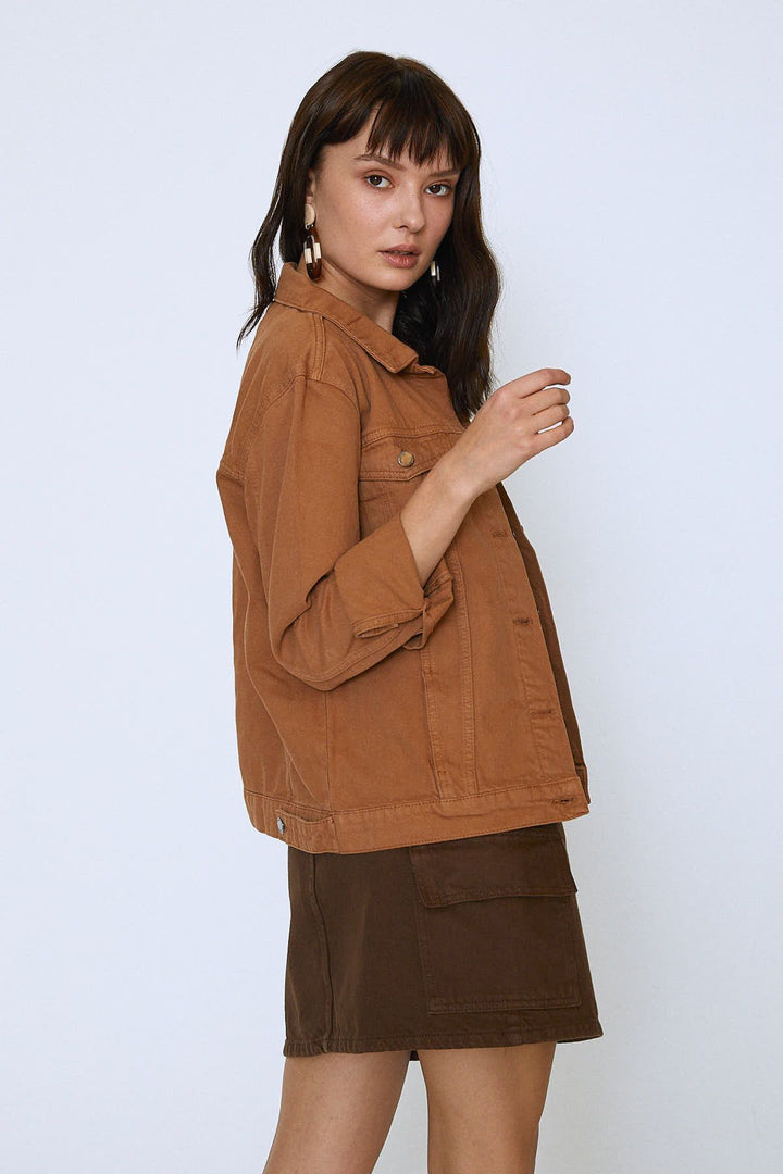 Gabardine Denim Jacket Camel