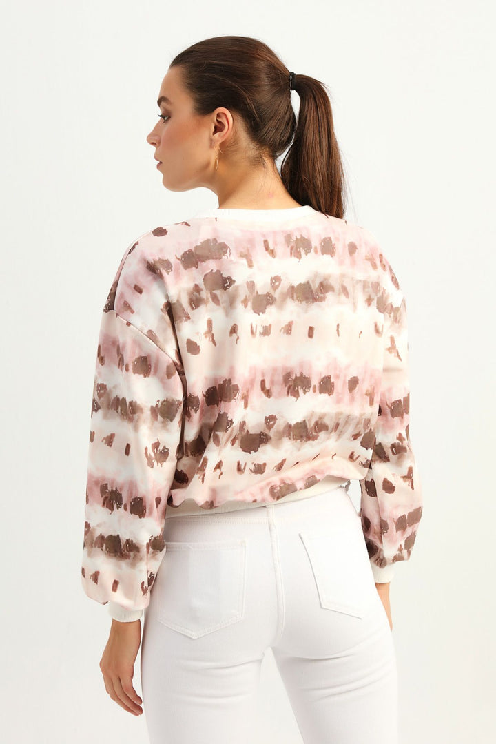 Patterned Oversize Sweatshirt Powder