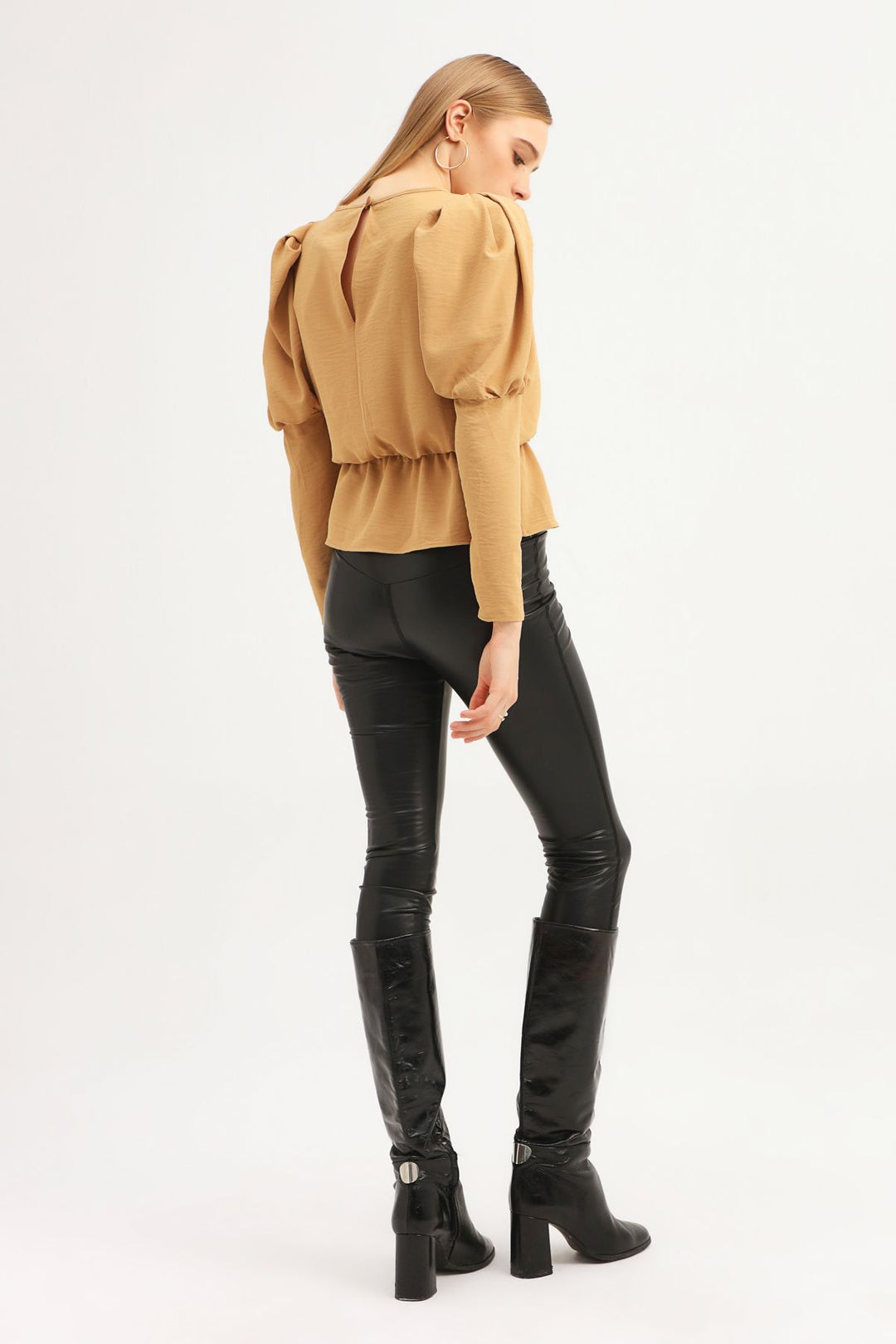 Balloon Sleeve Blouse Camel